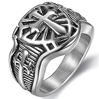 Jude Jewelers Stainless Steel Crusader Sword Cross Medieval Shield Ring