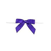 Reliant Ribbon 5171-28603-2X1 Satin Twist Tie Bows - Small Bows, 5/8 Inch X 100 Pieces, Purple Haze