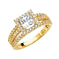 14k Yellow Gold CZ Cubic Zirconia Simulated Diamond Engagement Ring Size 7 Jewelry Gifts for Women
