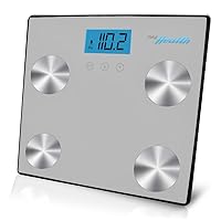 Pyle Health PHLSCBT4SL - Smart Digital Bathroom Scale - Calculates Percent Body Fat and BMI - Syncs Data Wirelessly to iPhone Android App for Weight Tracking - Silver