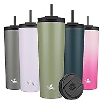 30OZ Insulated Tumbler with Lid and 2 Straws Stainless Steel Water Bottle Vacuum Travel Mug Coffee Cup,ArmyGreen