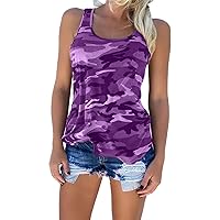 AONTUS Cute Camo Tank Flowy Athletic Shirts Running Muscle Shirts Workout Gym Clothes Racerback Camo Tank Tops for Women