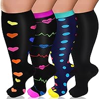 Diu Life Plus Size Compression Socks for Women & Men 15-20 mmhg Extra Wide Calf Knee High Support Socks for Circulation