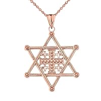 STAR OF DAVID JERUSALEM CROSS PENDANT NECKLACE IN ROSE GOLD - Gold Purity:: 10K, Pendant/Necklace Option: Pendant With 16