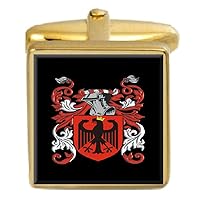 Caunter England Family Crest Surname Coat Of Arms Gold Cufflinks Engraved Box