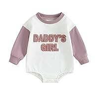 Newborn Baby Girl Clothes Daddys Girl Clothes Sweatshirt Embroidery Romper Long Sleeve Onesie Cute Baby Girl Romper