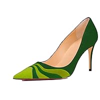 LEHOOR Women Rainbow Kitten Heels Pumps Pointed Toe Suede Stiletto, 3 inch High Heel Pumps Multicolor Closed Toe Classic for Ladies Dress Party 4-15 M US