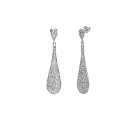 1.06 Cttw Round Cut White Natural Diamond Drop Dangle Earrings in Sterling Silver (G-H Color, I Clarity)