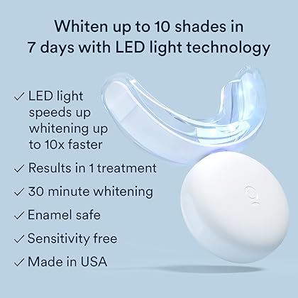 Auraglow Teeth Whitening Kit with LED Light, 35% Carbamide Peroxide Gel, 20+ Whitening Treatments, (2) 5mL Whitening Gel Syringes