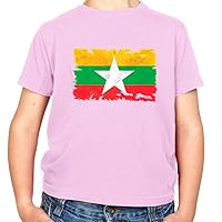 Burma Myanmar Grunge Style Flag - Childrens/Kids Crewneck T-Shirt