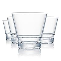 Strahl Unbreakable Rocks Drinking Glasses, CapellaStack Premium Shatterproof Polycarbonate Clear Cocktail Tumbler, Home Bar Pub Restaurants Barware Outdoor Use Glassware, 12 Oz 355ml, 710123, 12 Set