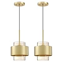 Glass Pendant Light Fixtures Kitchen Island Ceiling Lights Dining Room 6 Inch Glass Shade Adjustable Hanging Light Over Table for Living Room Bar Over Sink (Amber Glass, 2 Pack)