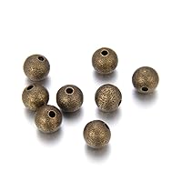 100pcs Beautiful 6mm (0.24 Inch) Stardust Spacers Antique Bronze Plated Brass Round Metal Loose Beads for Jewelry Craft Making CF31-6