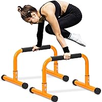 Push Up Bar, 14'' High Steel Parallettes & Dip Bar with Full Coverage Foam Handle, Heavy-Duty Calisthenics Parallel Bars for L-Sit, Dips, Home Gym Strength Training Workout