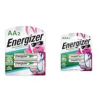 Energizer AA Batteries, Pre-Charged Double A Rechargeable Batteries, 2 Count & AAA Batteries, Pre-Charged Triple A Rechargeable Batteries, 2 Count