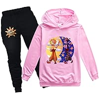 Kids Sundrop and Moondrop Two Piece Tracksuit Sets-Long Sleeve Graphic Sweatshirt+Sweatpants for Girls