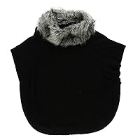 Style & Co. Womens Dolman Faux Fur Poncho Sweater, Black, S/M