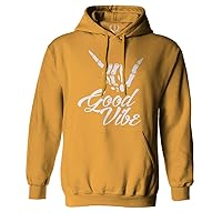 VICES AND VIRTUES Big Good Vibe Bones Hand Shaka Cool Vintage Hipster Graphic Hoodie