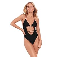 Sports Illustrated Women's Cutout One Piece with Wrap Tie Detail