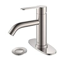 Bathroom Sink Faucet: Single Handle Bathroom Faucets 1 Hole, Stainless Steel Modern Vanity Laundry Utility Faucet, Bathroom Faucets llaves para lavamanos de baño, Brushed Nickel