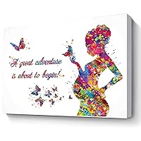 Watercolor Landscape Painting Wall Art,Pregnant Woman Quote Great Adventure Watercolor Print Pregnancy Flowers Obstetrician Nursing Baby Shower New Mum Art Gift Obgyn Gift~-16