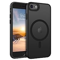 GUAGUA for iPhone SE 2022/2020 Case, Magnetic Phone Case for iPhone 7/8, Compatible with MagSafe Translucent Matte Skin Feeling Shockproof Phone Case iPhone SE 3rd/2nd 4.7'' for Men Women Gifts, Black