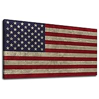 Canvas Wall Art Vintage The Stars and The Stripes Contemporary Artwork Retro Rustic American National Flag Picture for Living Room Bedroom Office Wall Decor Large Canvas Painting Prints 20
