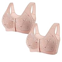 1/2/3PC Womens Plus Size Bras Front Closure Wireless Push Up Bralettes Full Coverage Underwear Comfortable Bras Trendy Casual