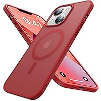 Magnetic for iPhone 13 Case & iPhone 14 Case [Compatible with MagSafe] [10FT Military Grade Drop Tested] Protective Shockproof Slim Translucent Matte Back Phone Case for iPhone 14/13, Red