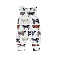 Newborn Infant Baby Boy Girls Clothes Summer Jumpsuit Cartoon Animal Sleeveless Onesie Romper Western One-Piece