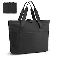 WOOMADA Women's Large Tote Bag With Zipper, Foldable Shoulder Handbag for Travel & Work, Durable Top Handle
