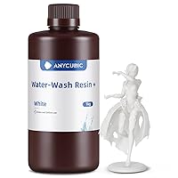 ANYCUBIC Water Washable Resin, 3D Printer Resin with Low Viscosity and Fast Printing, 405nm High Precision UV-Curing 3D Resin, Photopolymer Resin for 8K Capable LCD DLP 3D Printing (White, 1kg)