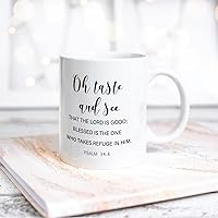 Funny Coffee Mug Bible Verse Taste and See That the Lord is Good White Ceramic Cup for Relatives and Friends Anniversary Festival Birthday Gift 15oz