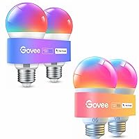 Govee Smart Light Bulbs, WiFi & Bluetooth Color Changing Light Bulbs Bundle LED Smart Light Bulbs, 1000LM Color Changing Light Bulb