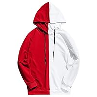 Men's Colorblock Hoodies Hooded Sweatshrit with Pocket Lightweight Athletic Tops Long Sleeve Pullover Hoodie for Gym