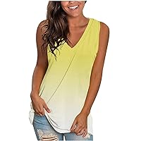 Vneck Vests for Women Summer Fall Sleeveless Gradient Loose Fit Long Cami Tank Tops Vests Women 2024