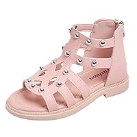 Toddler Girl Sandals Leather Children Shoes Flat High Top Sandals Fashion Summer Little Girl Shoes for Girls Size 13