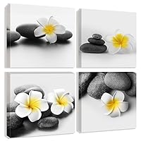 Zen Stone Canvas Wall Art Giclee Print Artwork Calm Peaceful Still Life Picture Painting Black and White Home Bathroom Decor