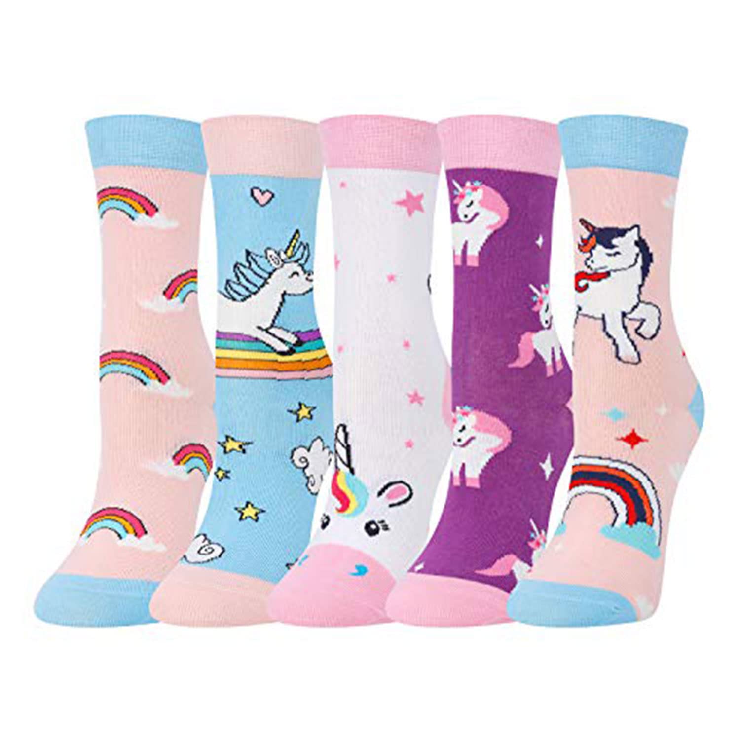 Zmart Funny Girls Socks Kids Unicorn Socks Silly Animal Llama Food Teeth Socks Gift Box 1-10 Years