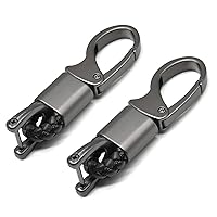 Car Key Fob Keychains Leather Holder Key Chain Sturdy Metal with D-Ring for Men and Women 2 Pack, Black, 360 Degree Rotatable, with Screwdriver