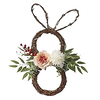 Easter Decorations, Dried Flowers, Artificial Plants & Flowers, Spring Wreath Easter Wreath with Flower Green Leaves for Home