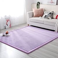 Thicken Tatami Kids Play Mat, Flannel Soft Baby Crawling Carpet No-Slip Children Sleeping Rug Hypoallergenic No-Toxic Blanket-Purple 100x100cm(39x39inch)