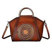 Lady handbag,embossed leather handbag shoulder oblique cross head layer cowhide retro tote bags