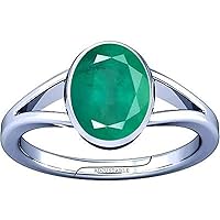 8.25-8.50 Carat Emerald Panna Gemstone Silver Adjustable Ring for Men & Women