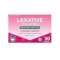 Rite Aid Stimulant Laxative Tablets, Bisacodyl USP, 5 mg - 90 Count | Constipation Relief | Coated for Easy Swallowing | Women Health | Stool Softener