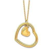 Jewelry Affairs Real 14K Yellow Gold High Polished Heart Pendant Necklace, 18