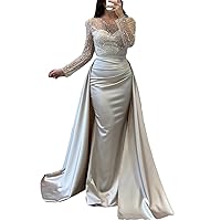 Mermaid/Trumpet Sparkle & Shine Evening Dress Prom Dress Long Sleeves Floor Length Wedding Guest Dress 2024