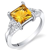 PEORA Sterling Silver Sweetheart Ring for Women in Various Gemstones, Princess Cut 7mm, Sizes 5 to 9