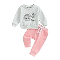 Baby Girl Boy Fall Outfit Long Sleeve Letter Pullover Sweatshirt Pants Infant Boys Fall Winter Clothes Set