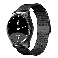 Bean Information Technology Fusion Smart Watch Compatible with Android Phones, Black with Stainless Strap